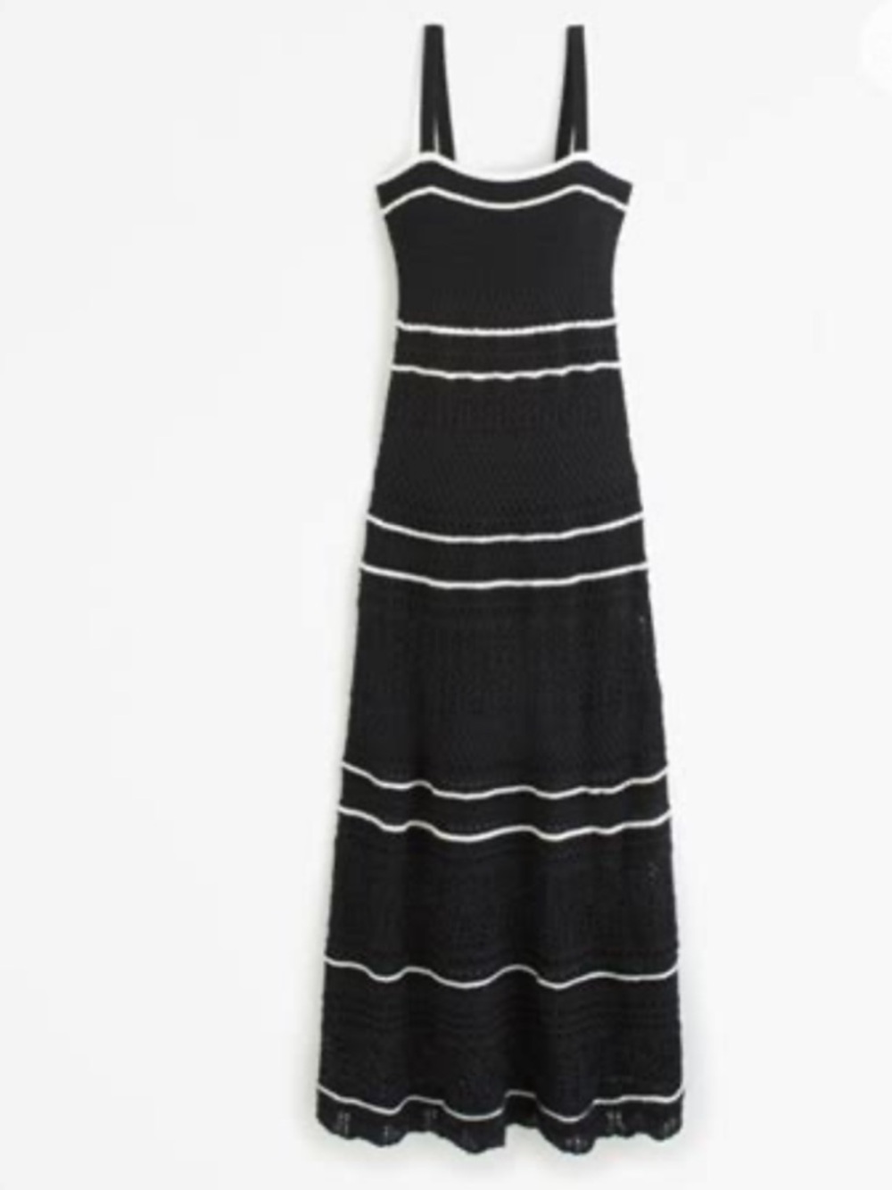 Abercrombie & Fitch Black with White Stripes Crochet Maxi Dress - Picture 2 of 5